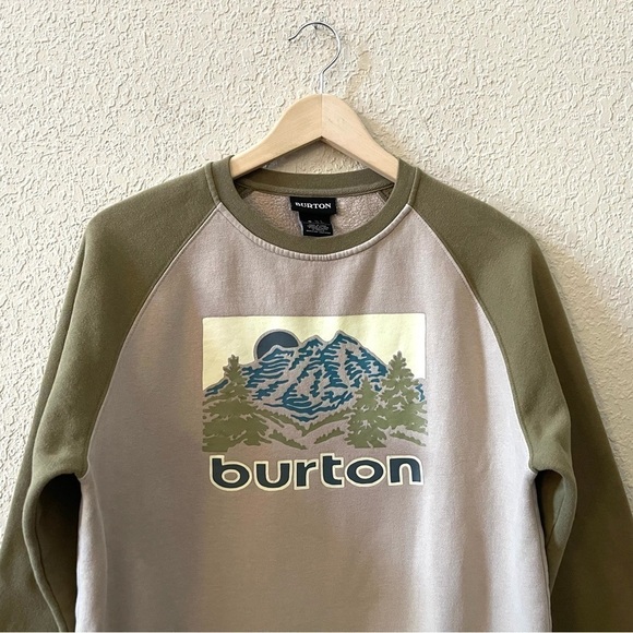 Burton Weir Sweatshirt Fleece Crew Neck Pullover Raglan Landscape Outdoor Tan S - Picture 6 of 12